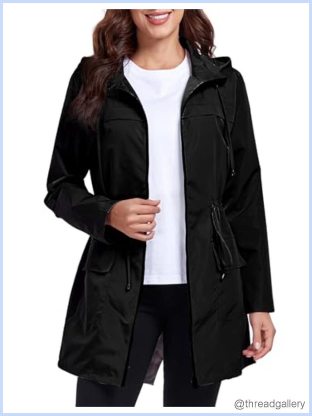 Qyuagle Women's Waterproof Raincoat Lightweight Packable Hooded Long Rain Jacket